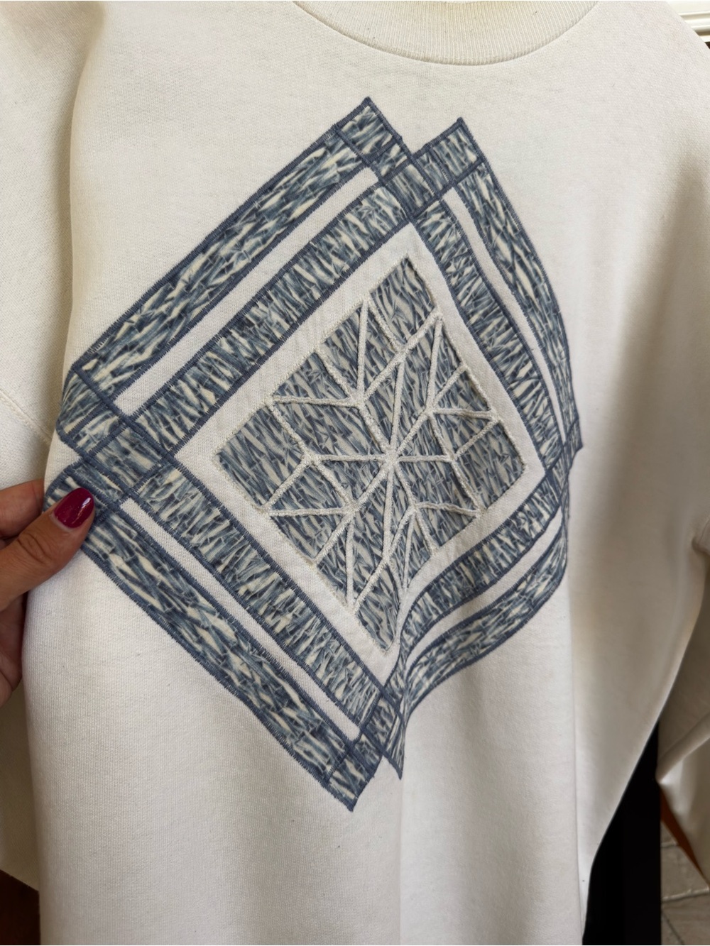 Vintage Quilted Country Cottage Crewneck Sweatshirt Size L - Picture 2 of 6